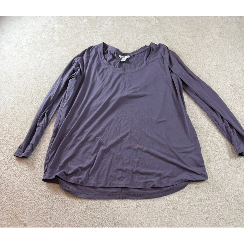 Athleta Stratus II Top Womens XL Dusk Violet Scoop Neck Long Sleeve Workout Gym - Picture 2 of 8